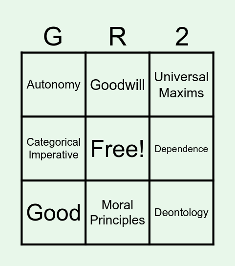IMMANUEL KANT Bingo Card