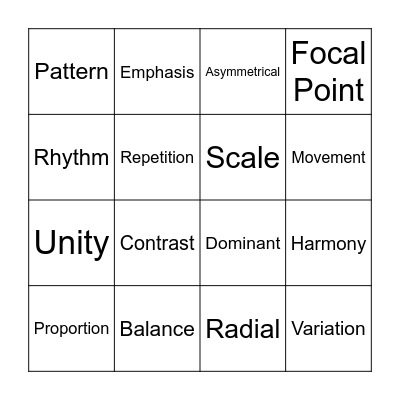 Design Principles Bingo Card