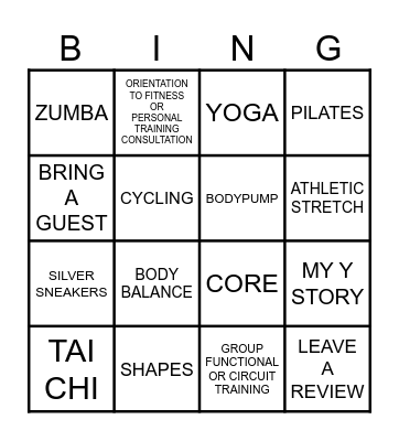 Chesterfield YMCA Les Mills Launch 10/19-10/26 Bingo Card