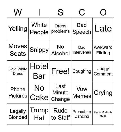 Wedding Bingo Card