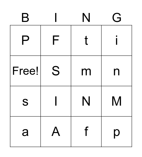 UFLI Lesson 1-5 Bingo Card