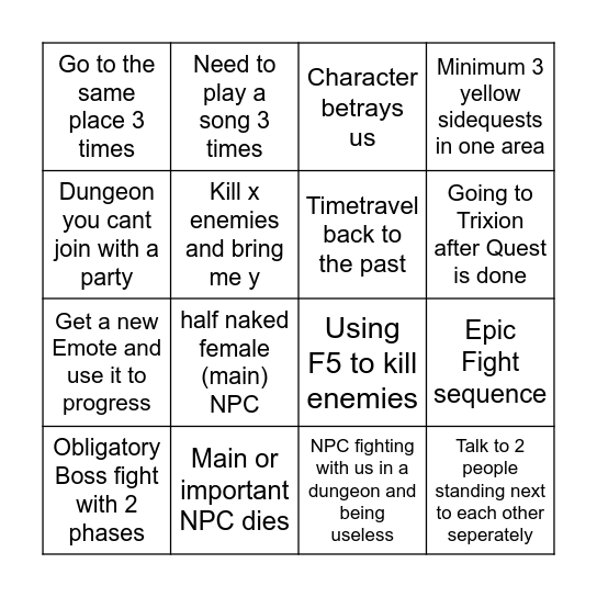 Story Bingo Card