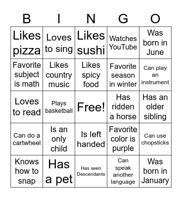 Ice Breaker Bingo Card