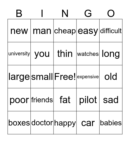 Fresh Start Unit 2 and 3 Vocabulary Bingo Card