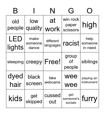Omegle Bingo Card