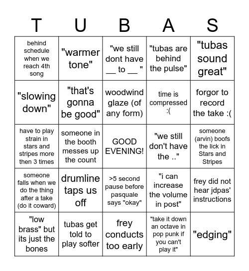 !TUBINGO! Bingo Card