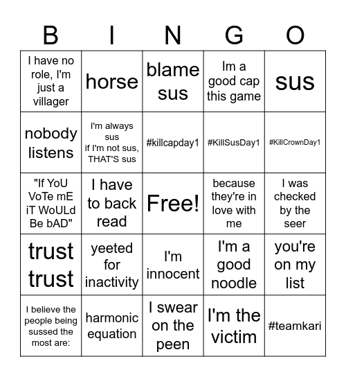 Village Bingo Card