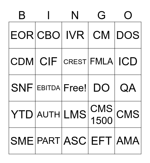 Untitled Bingo Card