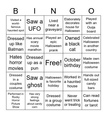 Spooky Bingo Card