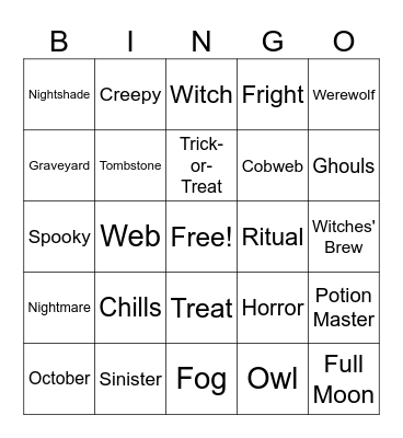 Shisha Bar Halloween Bingo! Bingo Card