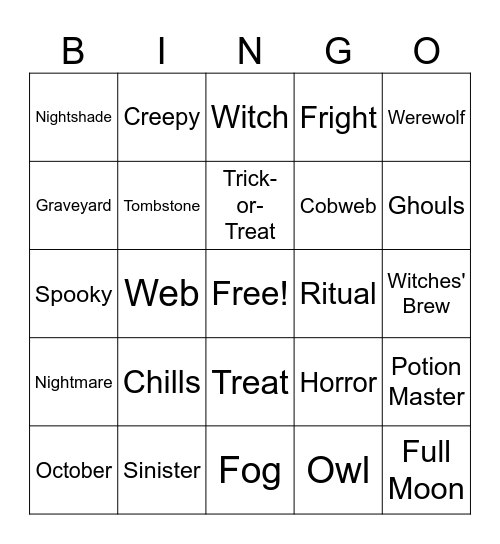 Shisha Bar Halloween Bingo! Bingo Card