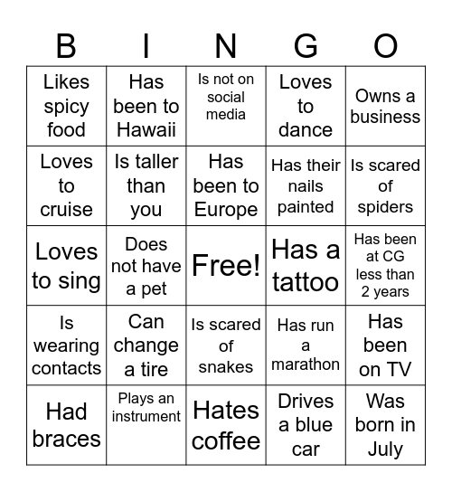 Elevate - Find Someone who... Bingo Card