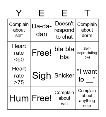 Yen Stream Bingo Card