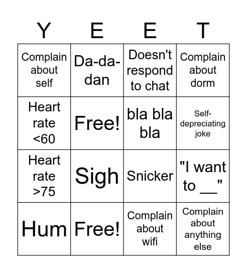 Yen Stream Bingo Card