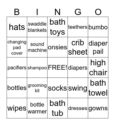 Baby Bingo Card