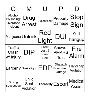 Dispatch Bingo Card