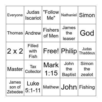 Bible Bingo Card