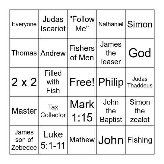 Bible Bingo Card