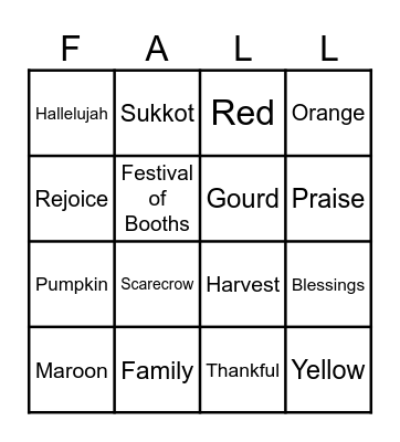 Fall Harvest Fellowship | Festival of Praise Bingo Card