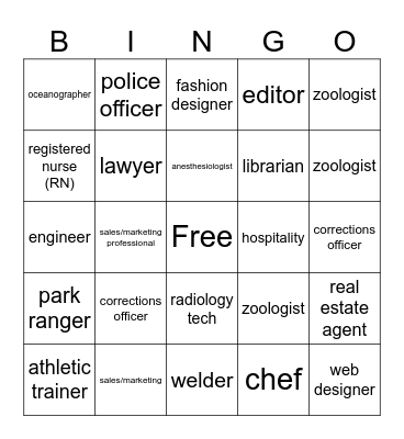 Career Bingo Card