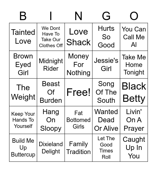 Juggheads Closing Songs Bingo Card