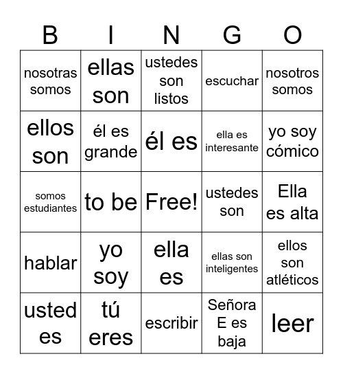 SER Bingo Card