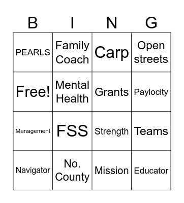 FSA Bingo Card