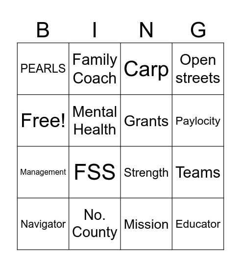 FSA Bingo Card