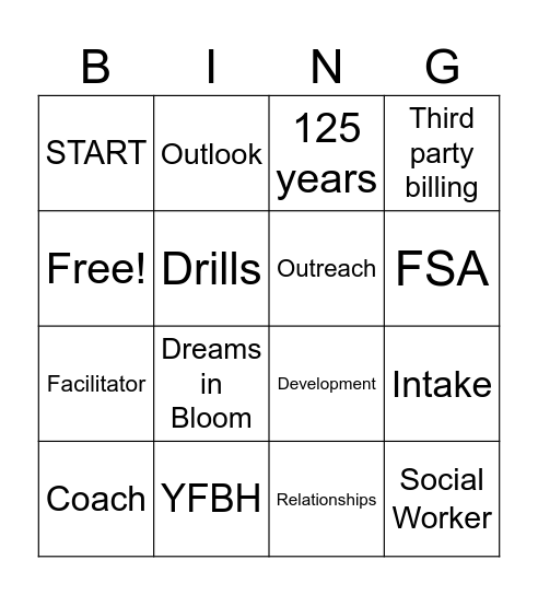FSA Bingo Card