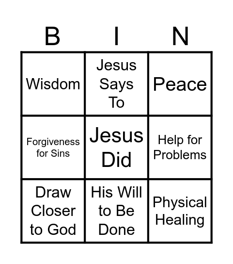 Why We Pray Bingo Card