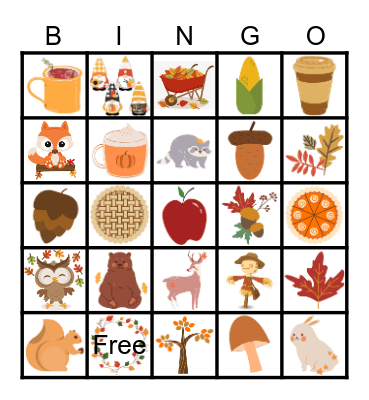 Fall Items Bingo Card