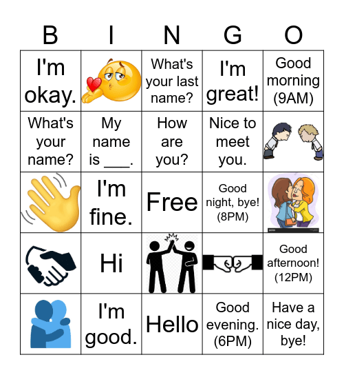 F9 Greetings Bingo Card