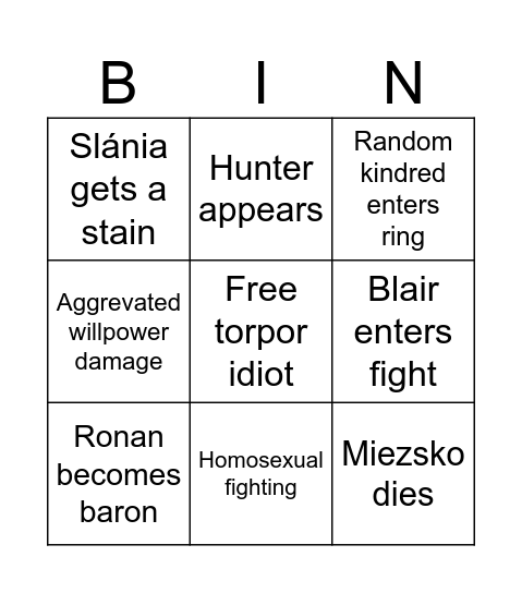 Baron fight bin! Bingo Card