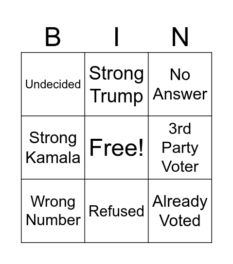 CallHub Bingo Card