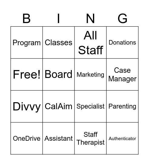 FSA Bingo Card