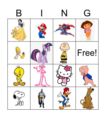 Cartoon Bingo Card