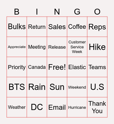 Helly Hansen Bingo Card