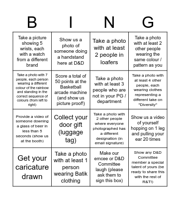 R&T Diversity Bingo Card