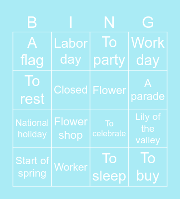 Le ler mai Bingo Card