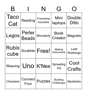 Before School Fun Bingo Card