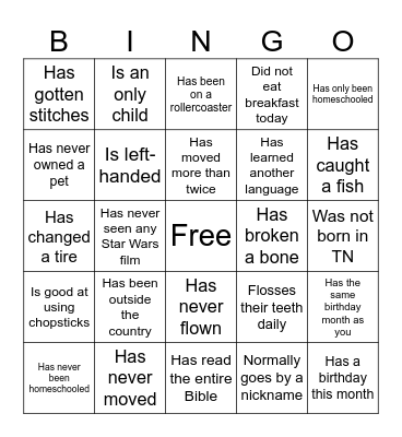 People Bingo Card