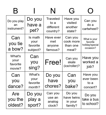 ICEBREAKER BINGO Card
