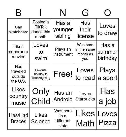 BSA ICEBREAKER BINGO Card