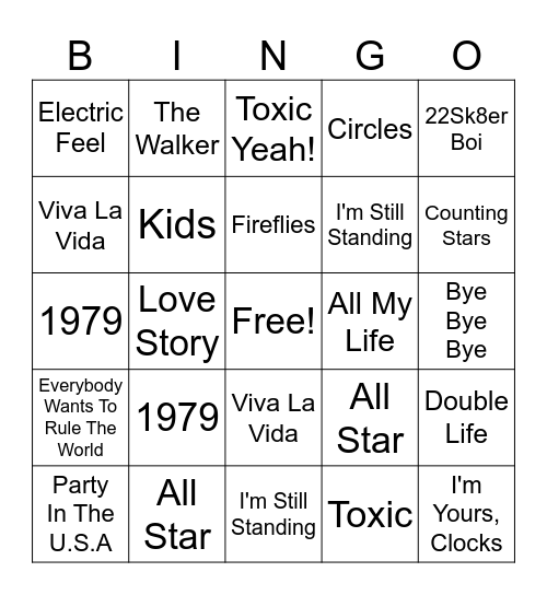 Music Bingo Card