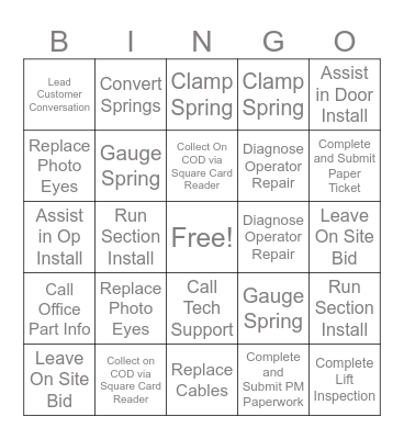 Apprentice Bingo Card