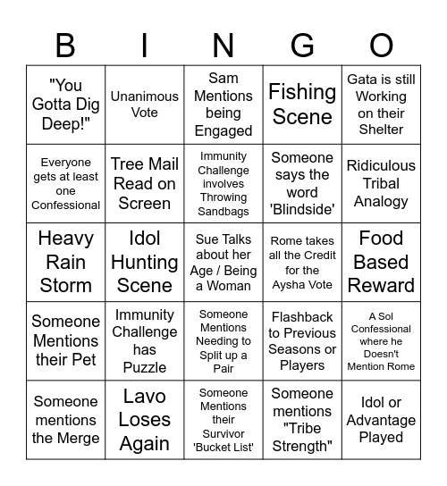 Survivor 47 Episode 4 Bingo Card