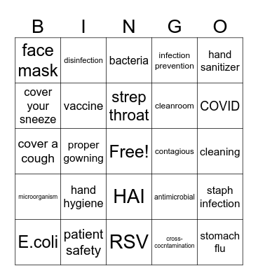 Infection Prevention Week Bingo Card