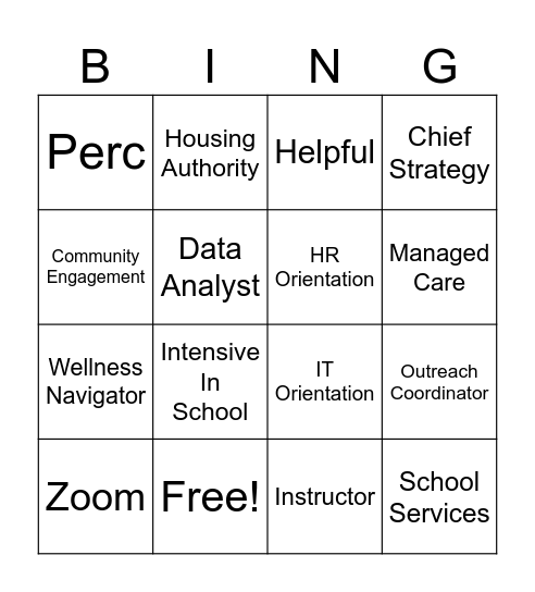 FSA Bingo Card