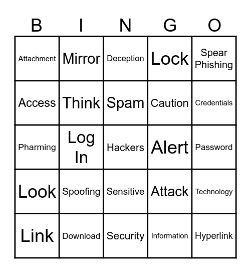 IT Safety Bingo Card