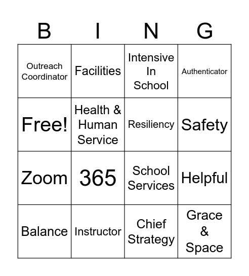 FSA Bingo Card